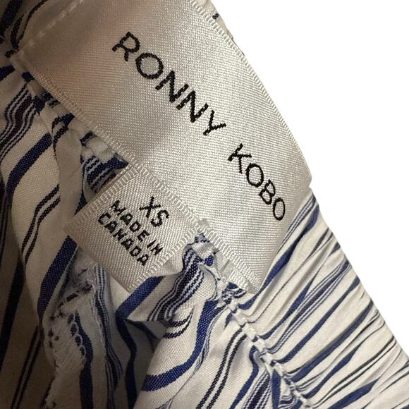 Ronny Kobo Maja Blue White Striped Button Up Top Shorts Set Coastal S - Picture 4 of 15